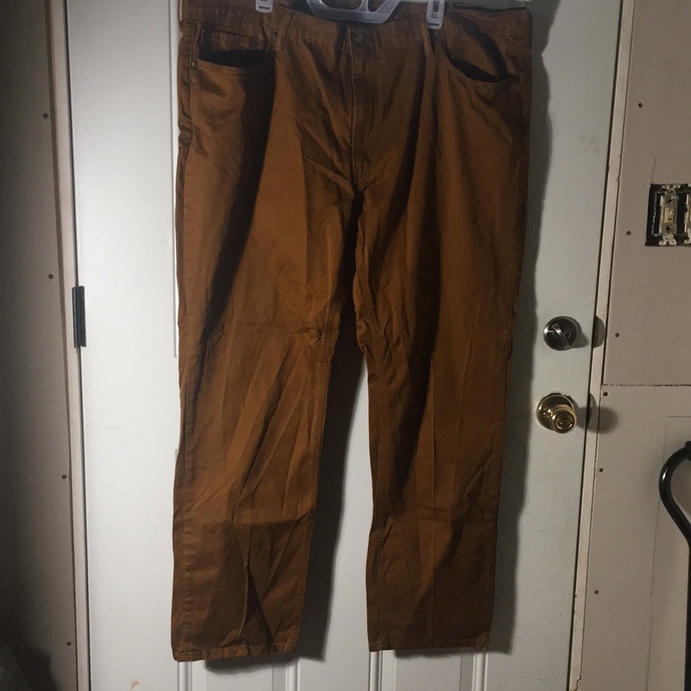 Levi’s 541 dark caramel colored zip button front straight leg jean 48/34